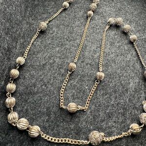Sophisticated Silver Textured Bead Necklace